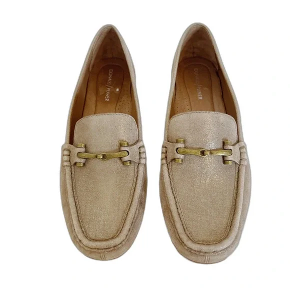 Donald J. Pliner Filo Tan Champagne Metallic Horsebit Loafers Women's Size 10 - Picture 7 of 8